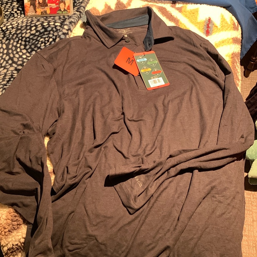 GH Bass and Co Long Sleeve Performance Polo, Size M, dark olive